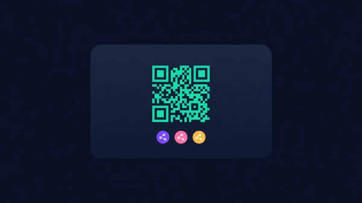 Donation card with a QR code and three network badges