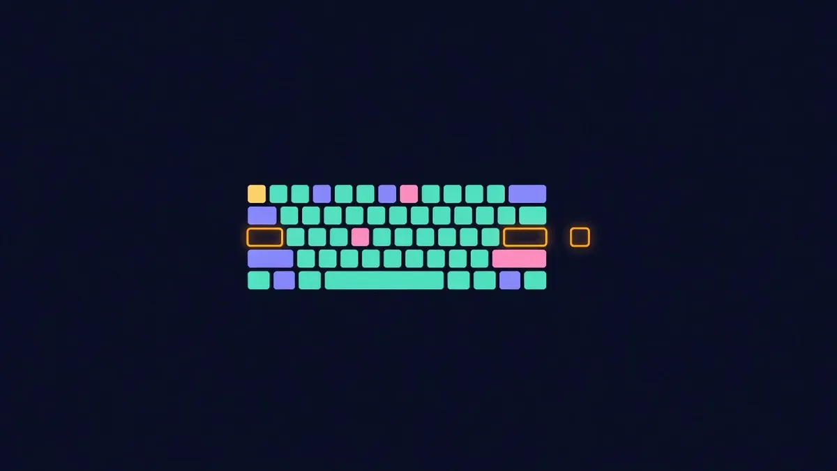 Keyboard with highlighted tab and enter keys beside a focused button