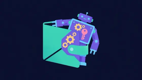 Wallet transforming into a small robot with gear and key icons
