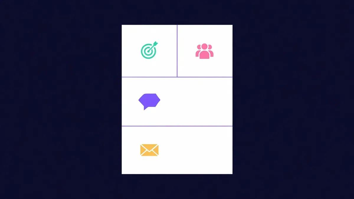 Brief document with icons for goal, audience, message and disclosure