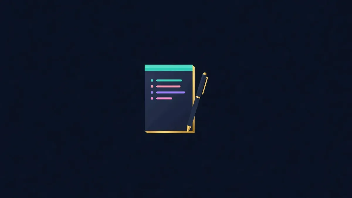 Notepad with three bullet points and a pen