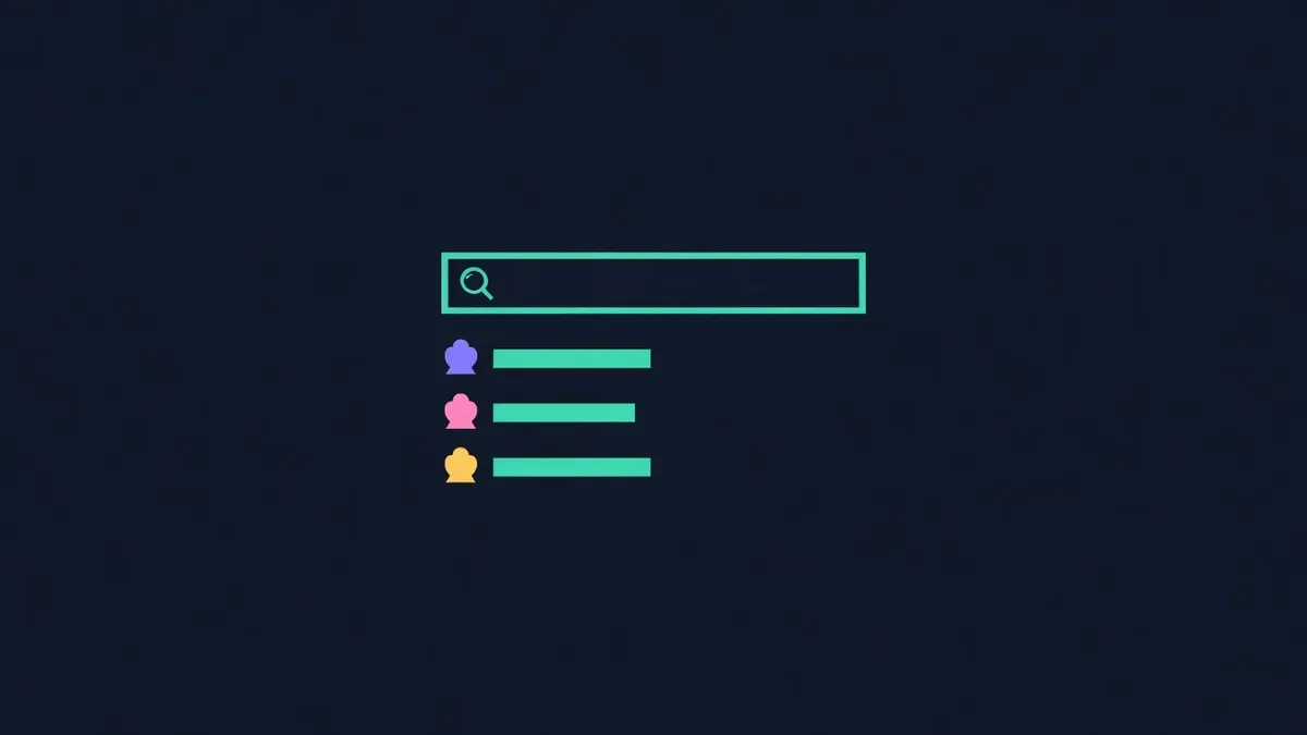 Search bar above article cards with category icons