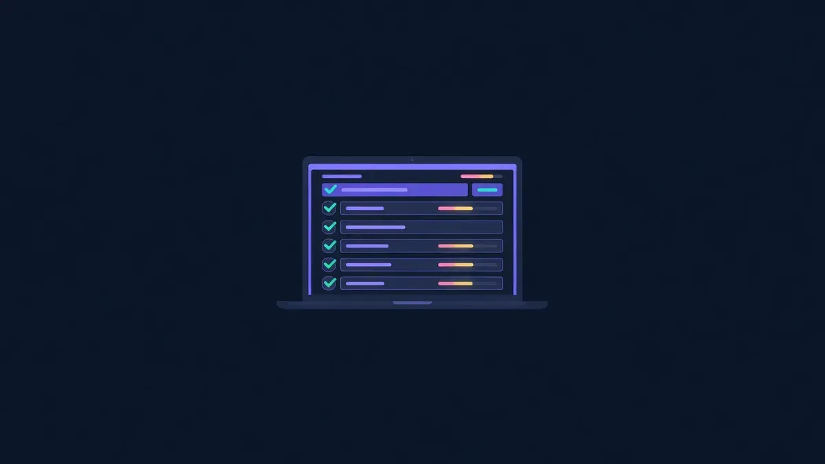 Laptop form with checkmarks beside completed fields
