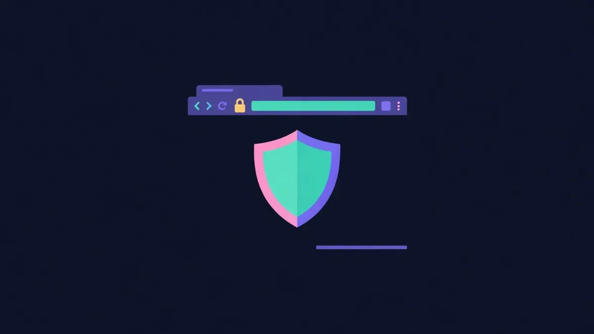 Browser window with a shield and padlock beside the address bar