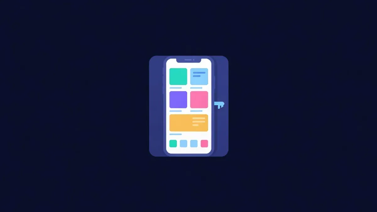 Smartphone showing an app screen inside a wallet frame with a key icon