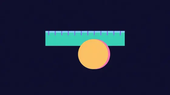 Ruler with tiny decimal markings measuring a coin