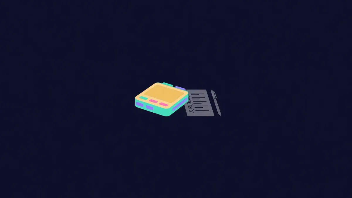 Hardware wallet on a desk beside a checklist and pen