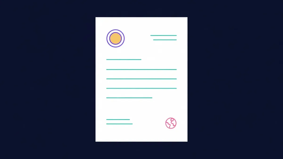 Invoice sheet with a coin stamp and a small globe