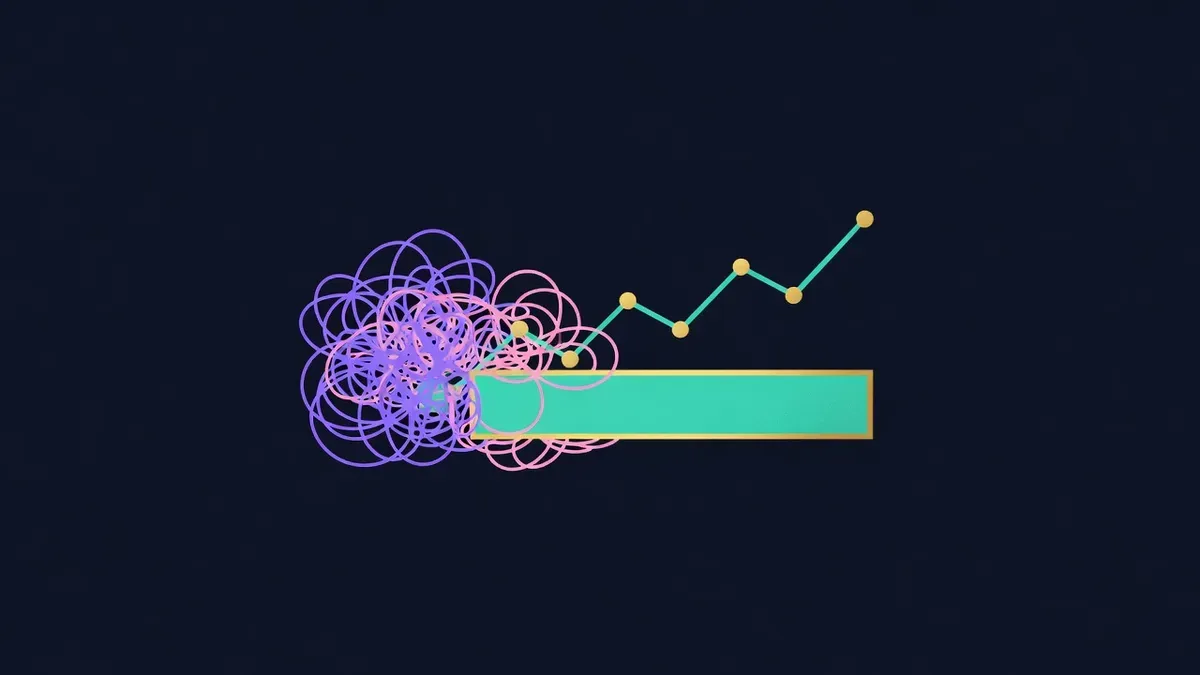 Filter separating noisy scribbles from a clean line chart