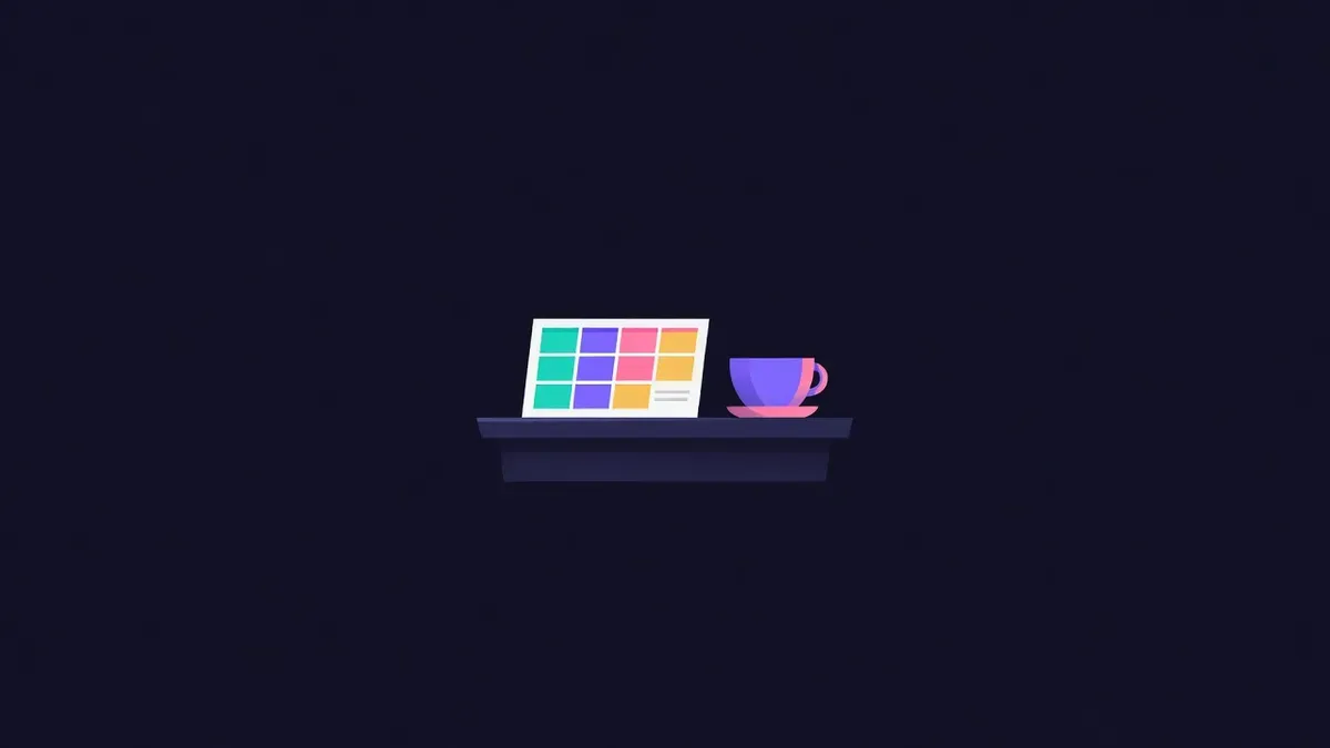 Weekly marketing planner with colored time blocks next to a coffee cup