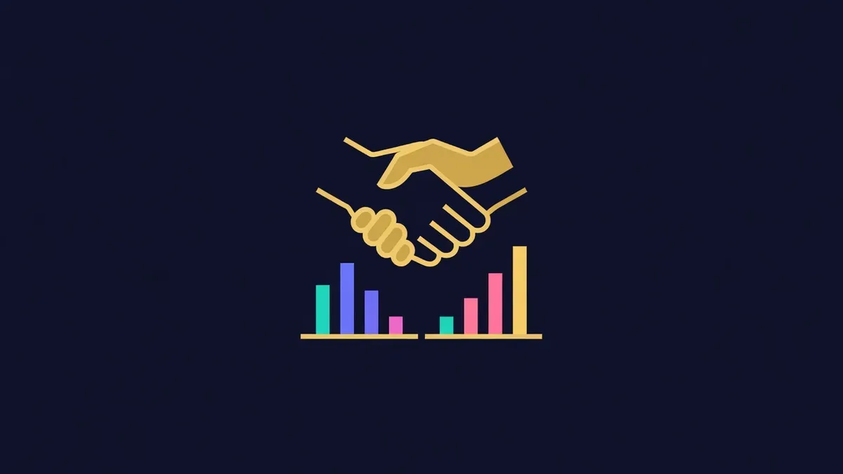 Handshake above a balanced order book with buy and sell bars