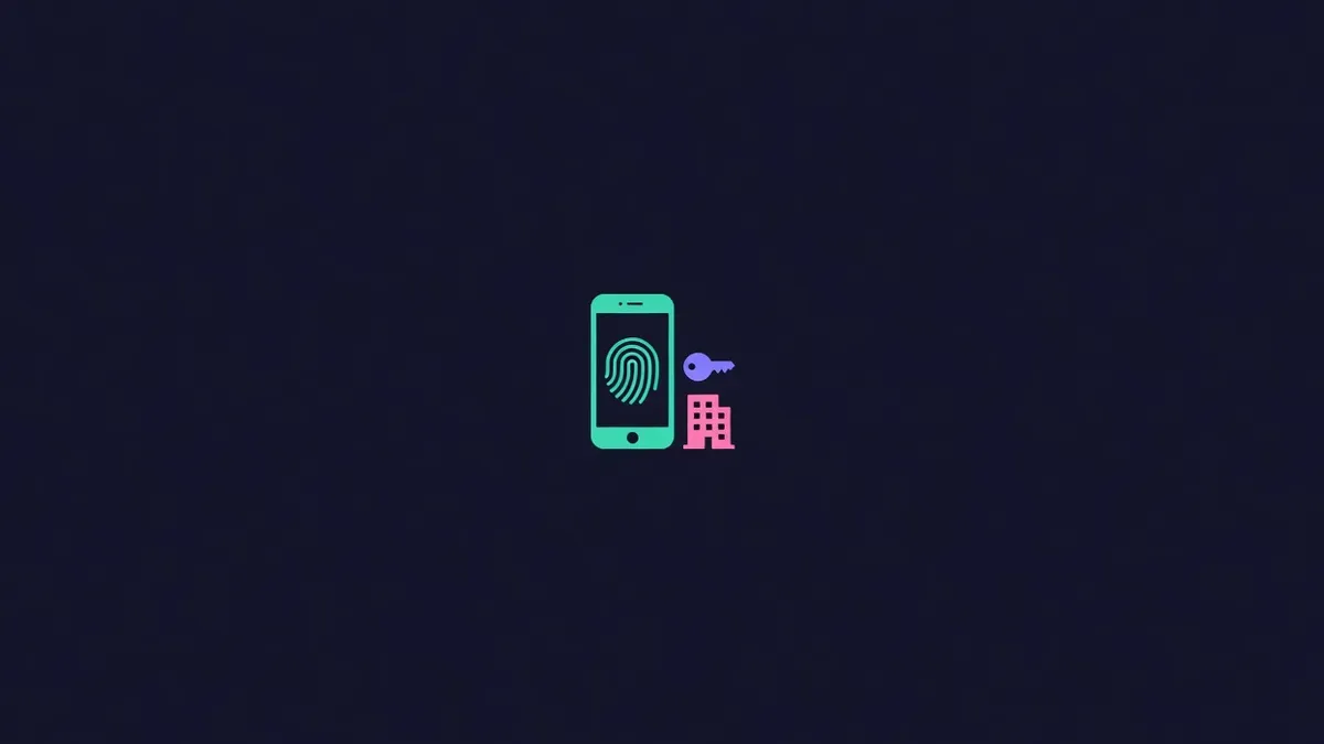 Phone with fingerprint and a security key beside an exchange icon