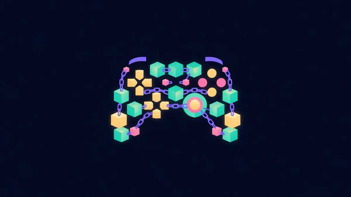 Game controller made of glowing blocks linked by chains