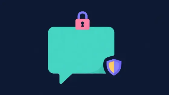 Profile card shaped like a speech bubble with a padlock and shield