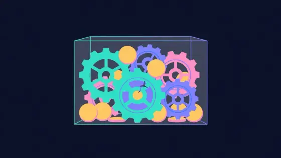 Transparent box of gears holding coins with one cracked gear