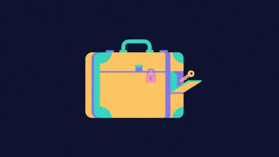 Suitcase with a padlock and a hidden compartment holding a key